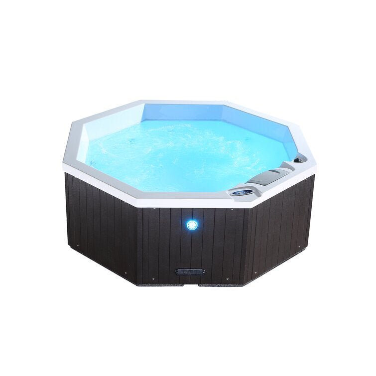 Canadian Spa Co Muskoka 5 – Person 14 – Jet Acrylic Round Plug and Play Hot Tub with Ozonator in Brown - Image 1