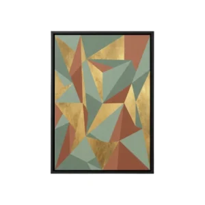 Devar Abstract Geometric Framed Canvas Wall Art – Sage Green, Terracotta Gold